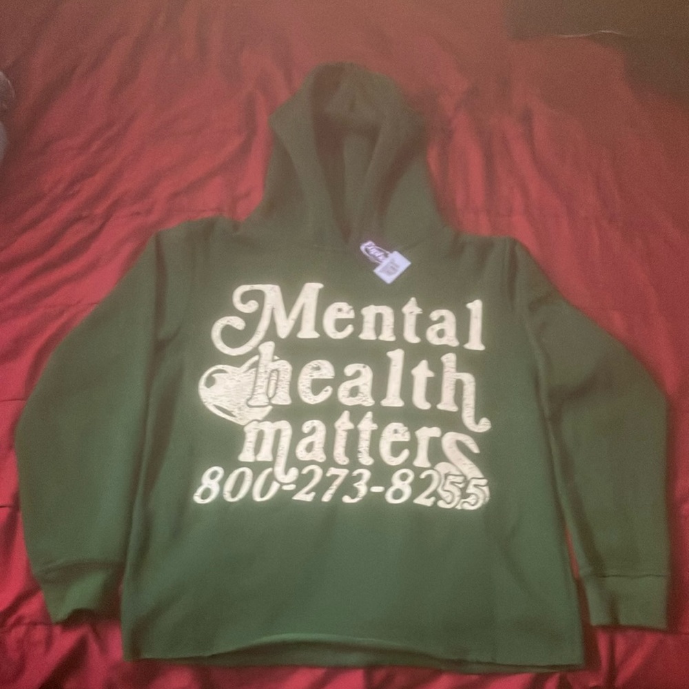 Green “Mental Health Matters” Hoodie by EUPHORIC | CROPPED !